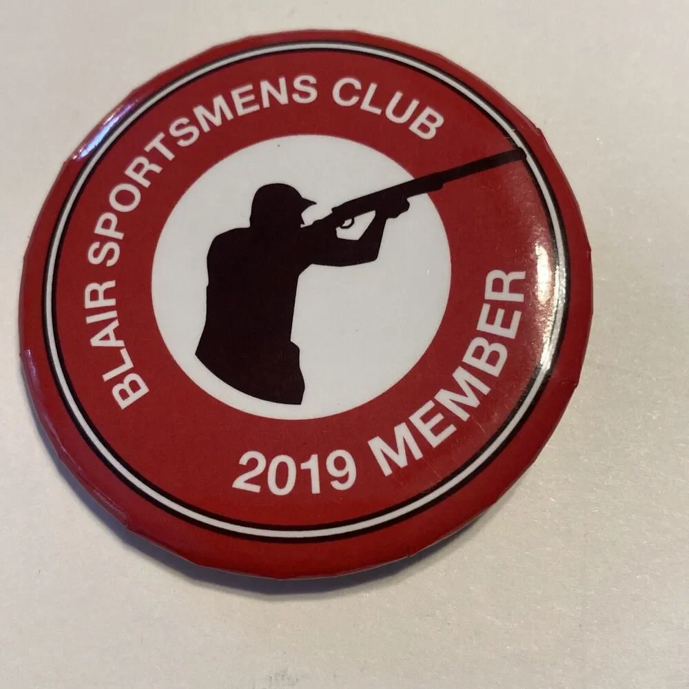 ROD & GUN CLUB Sportsmen's Fish Game 2019 PINBACK BUTTON BADGE